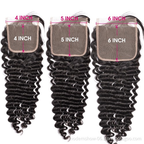 Pre Plucked Natural Hair Line Virgin Human Hair Water Wave Lace Closure Wet and Wavy Human Hair Closure